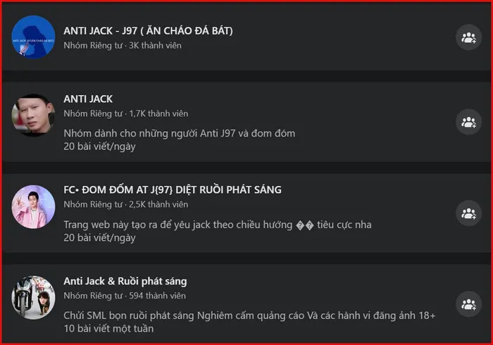 Trên mạng xã hội, nhưng group anti Jack xuất hiện “chóng mặt”.