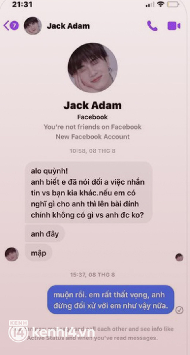 Tin nhắn từ tài khoản ảo được cho là của Jack gửi đến Q.T.L