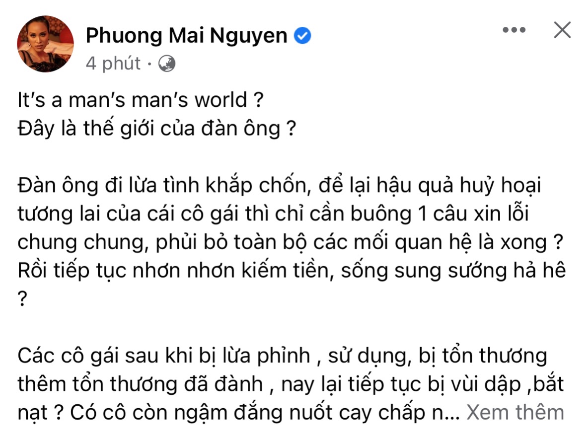 MC Phương Mai chia sẻ quan điểm cách đây ít phút