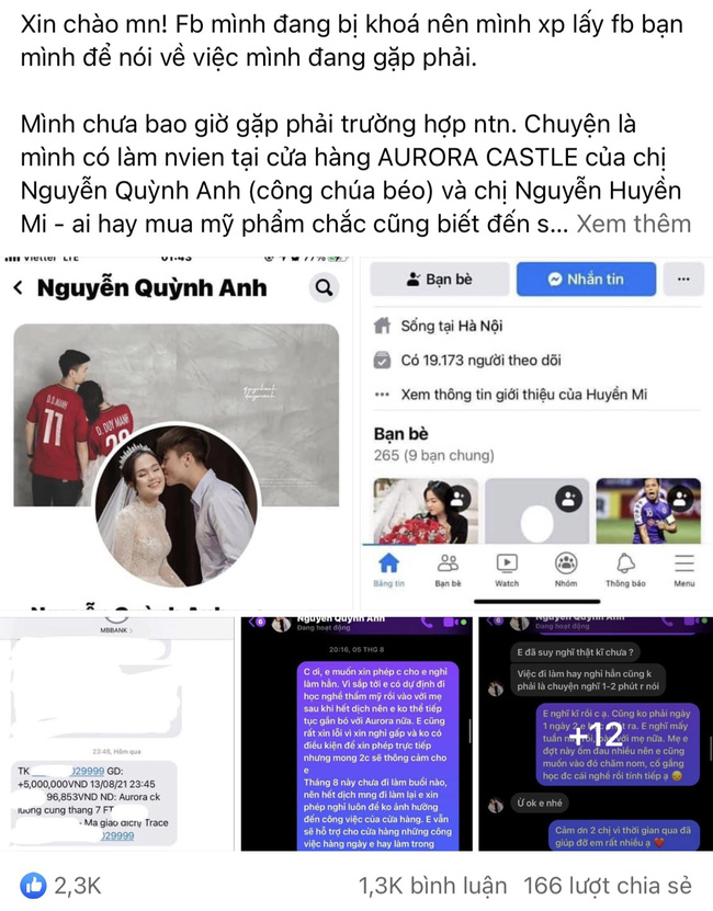 Bài viết tố cáo bà xã Duy Mạnh hiện đang được chia sẻ 'chóng mặt' trên mạng xã hội