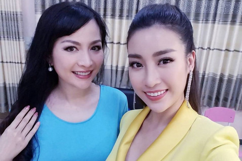 Hoa hậu Thiên Nga trẻ trung bên Hoa hậu Đỗ Mỹ Linh.