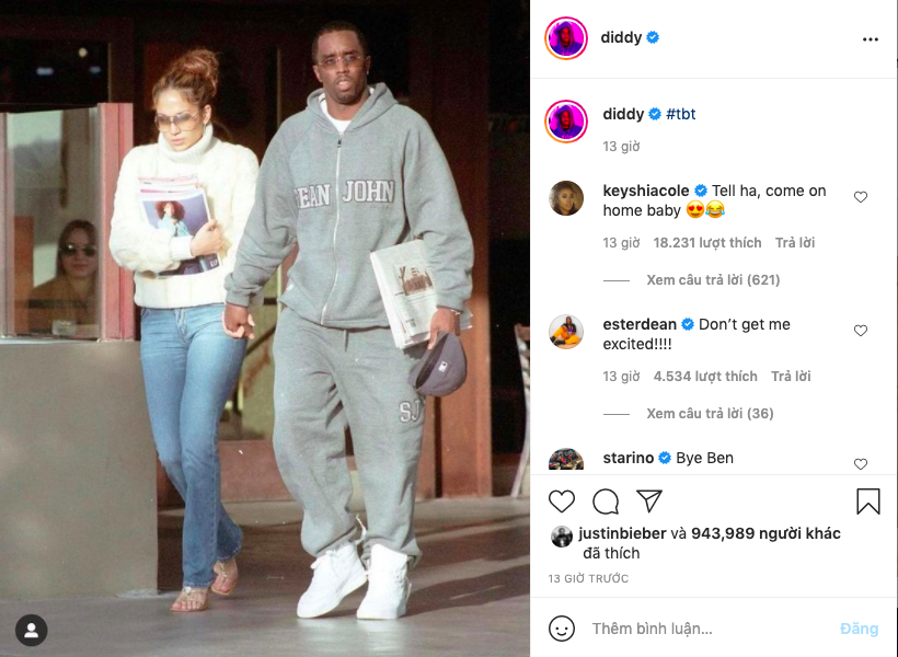 Bạn trai cũ Diddy bất ngờ chia sẻ hình ảnh hồi còn hẹn hò J.Lo.