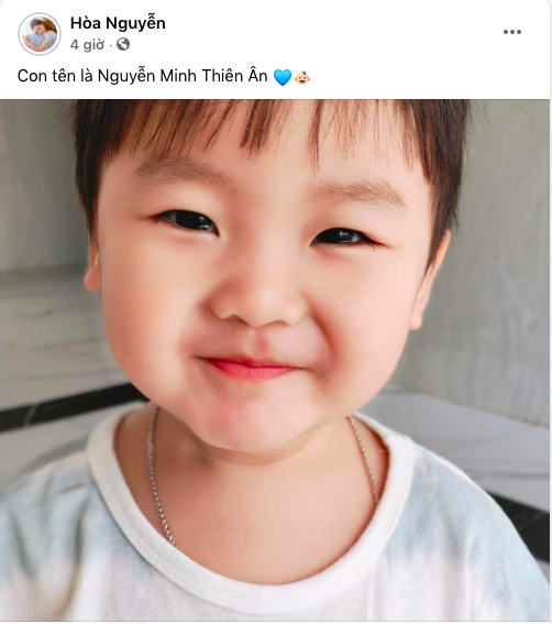 Hòa Minzy tiết lộ tên đầy đủ của con trai là Nguyễn Minh Thiên Ân.