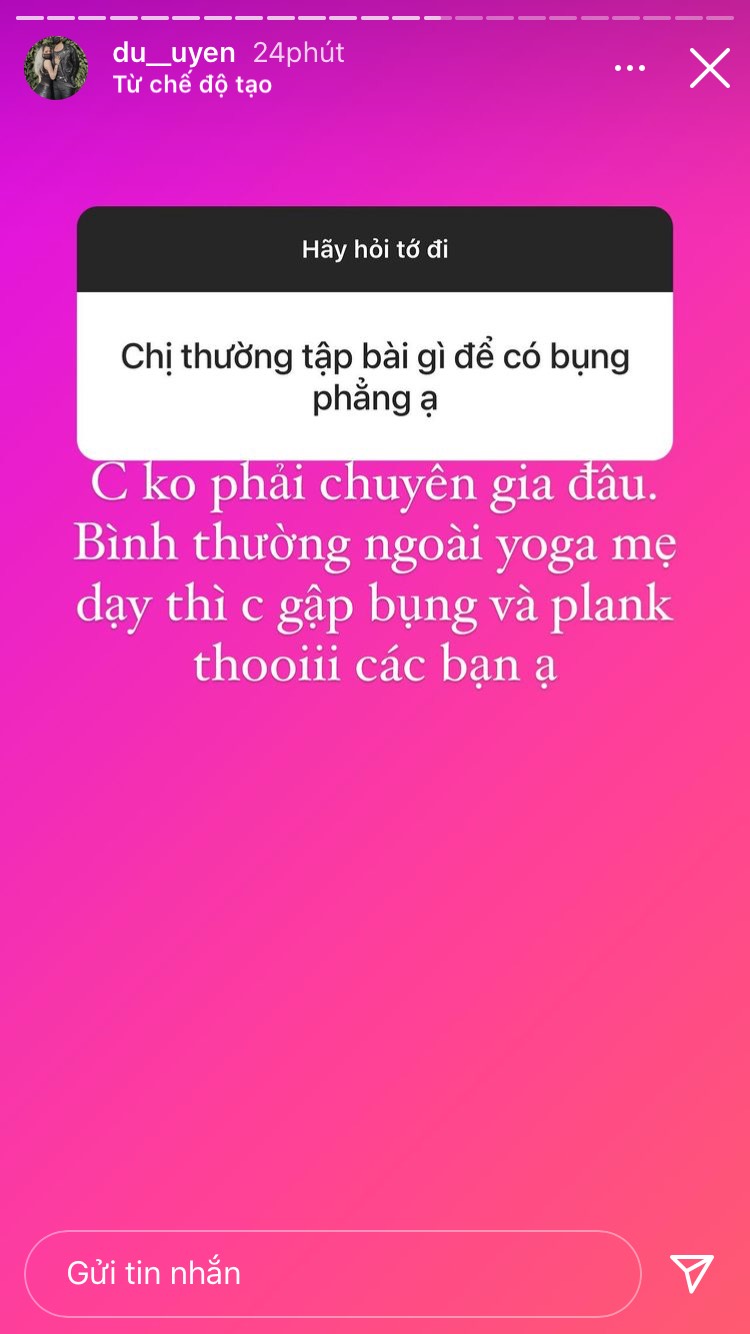 Du Uyên hiện cao 1m55, 42 kg, sở hữu vòng eo 58 cm.