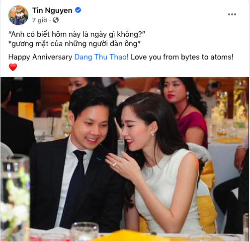 Đặng Thu Thảo và ông xã Tín Nguyễn kỷ niệm 4 năm cưới.