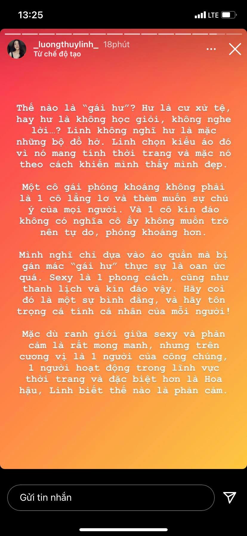 Lương Thùy Linh giải thích chuyện mặc đồ gợi cảm.