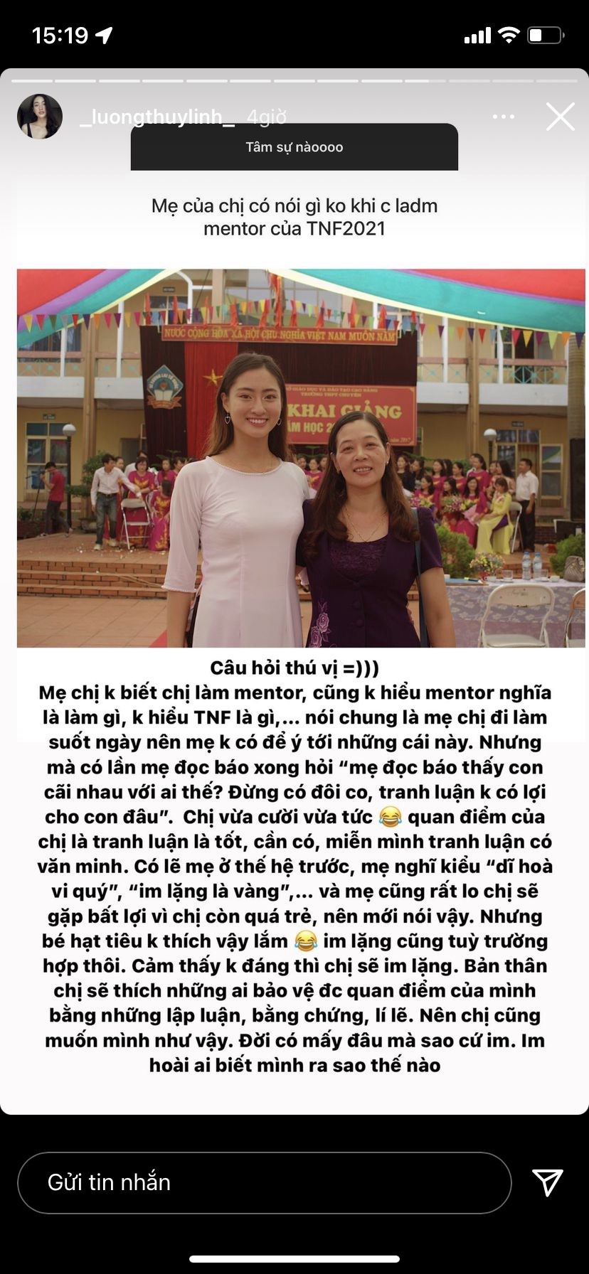 Lương Thùy Linh chia sẻ về mẹ ruột.