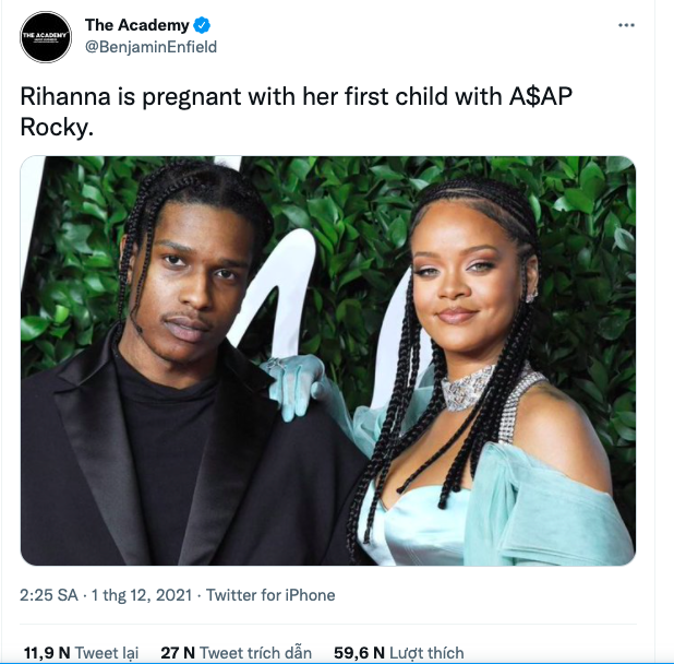 Rihanna bị nghi mang bầu con đầu lòng với rapper A$AP Rocky.