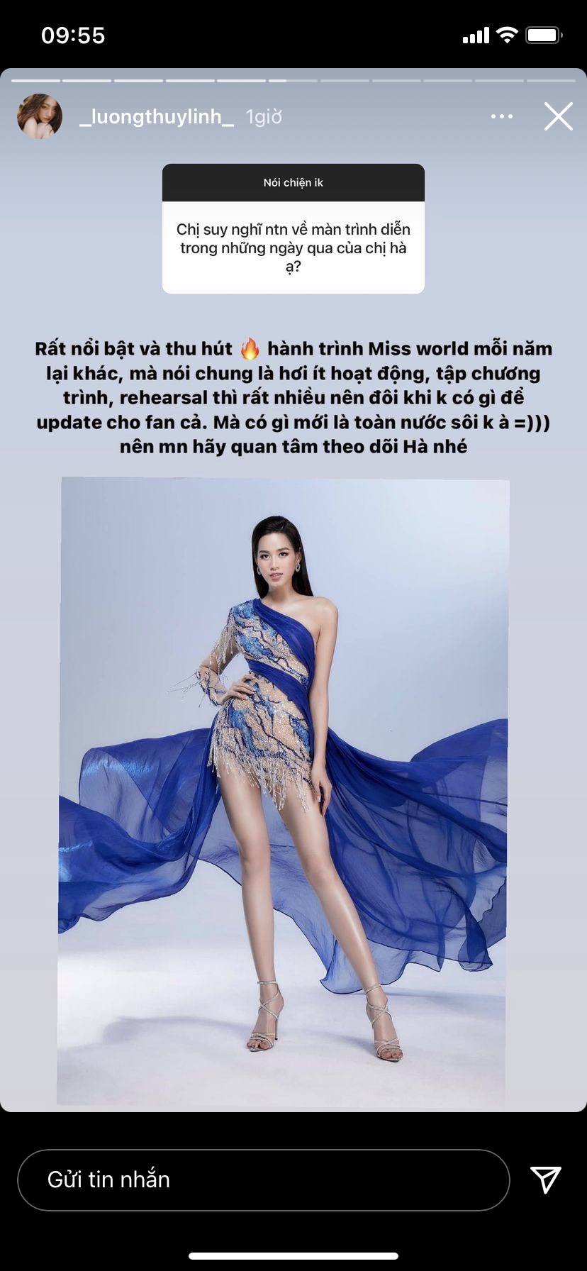 Lương Thùy Linh nhận xét Đỗ Thị Hà tại Miss World 2021: 'Rất nổi bật và thu hút'.