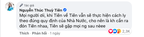 Thùy Tiên bay về Việt Nam ngày 6/1, cách ly tại Đà Nẵng 3 ngày.