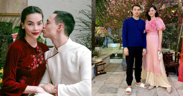 Sao Việt ngày mùng 1 Tết: Chồng đại gia của Thanh Tú mặc giản dị, Hà Hồ sang trọng bên Kim Lý
