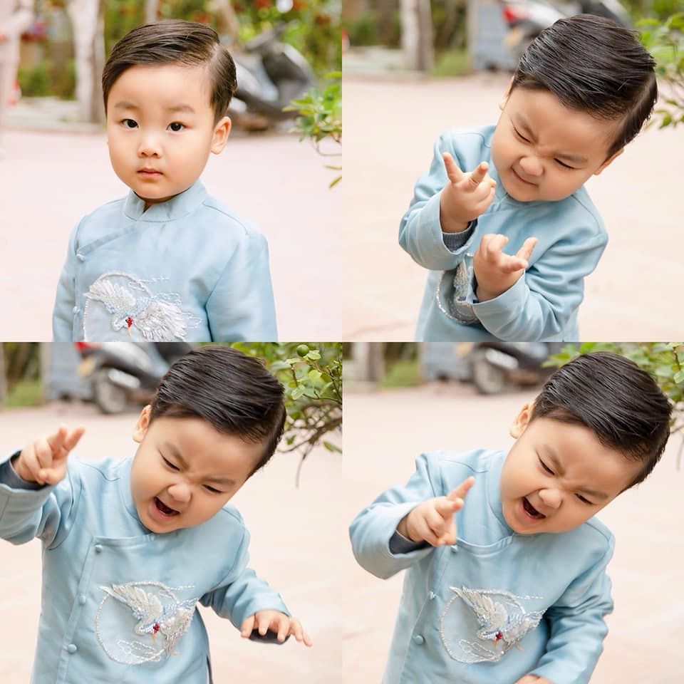 Con trai Hòa Minzy diện áo dài bảnh bao, diễn xuất tạo dáng sống động hơn cả mẹ - Ảnh 5