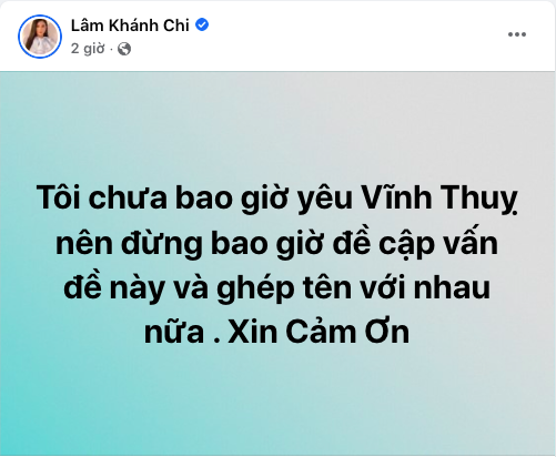 Lâm Khánh Chi khẳng định chưa bao giờ yêu Vĩnh Thụy.