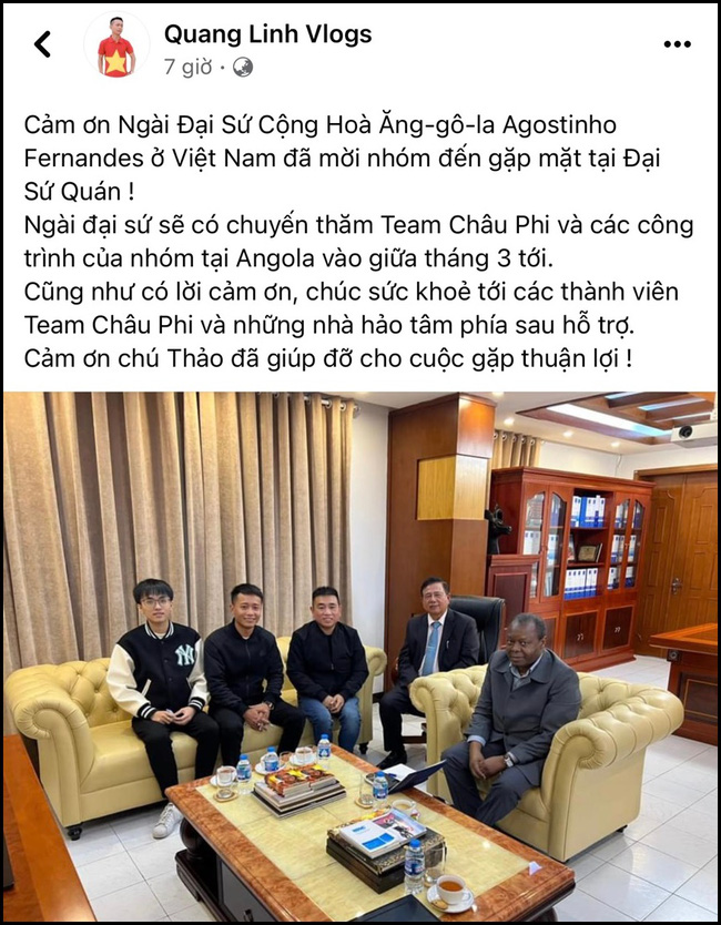 Quang Linh Vlogs gặp Đại sứ Cộng hòa Angola tại Việt Nam.