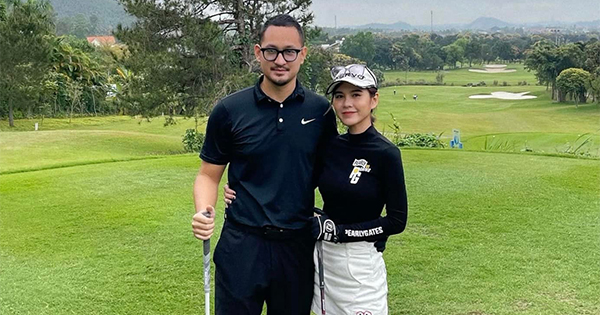 Chồng đại gia của MC Thu Hoài cảm thấy may mắn khi vợ đẹp biết chơi golf