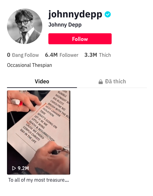 Johnny Depp lập TikTok sau khi thắng kiện, hơn 6 triệu follow/ngày - Ảnh 3