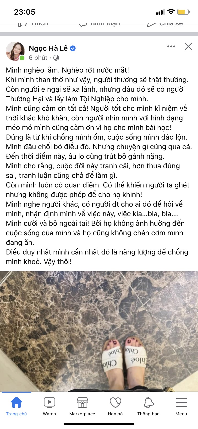 Vợ Công Lý than 