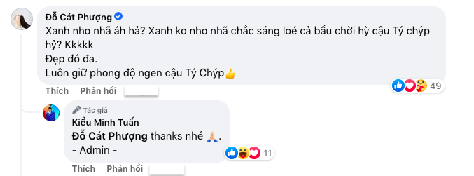 Cát Phượng thoải mái tương tác, gọi Kiều Minh Tuấn là 