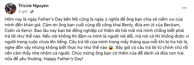 Vợ cũ chúc mừng khi Bằng Kiều công khai có con trai thứ 4 với người mới - Ảnh 2