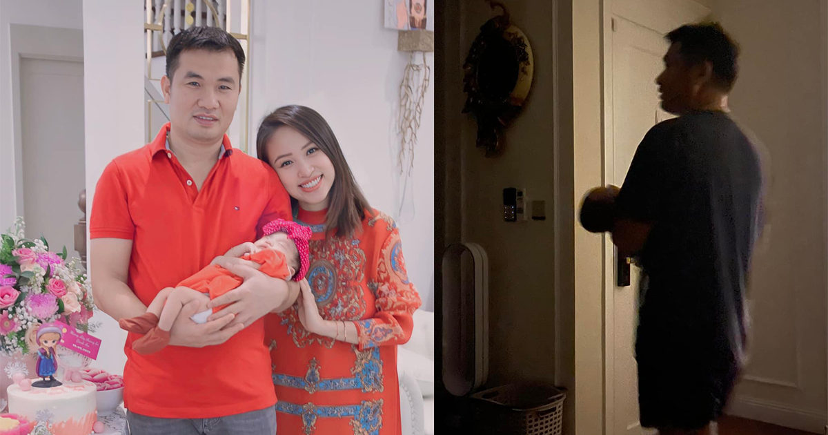 Chồng đại gia của MC Thanh Vân thức đêm bế dong con cho vợ ngủ
