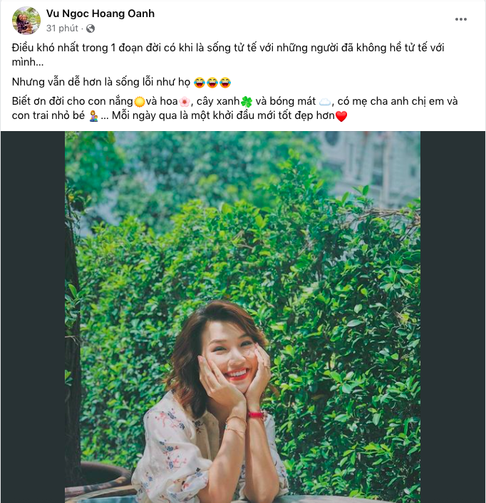 MC Hoàng Oanh ẩn ý chuyện sống tử tế với người 