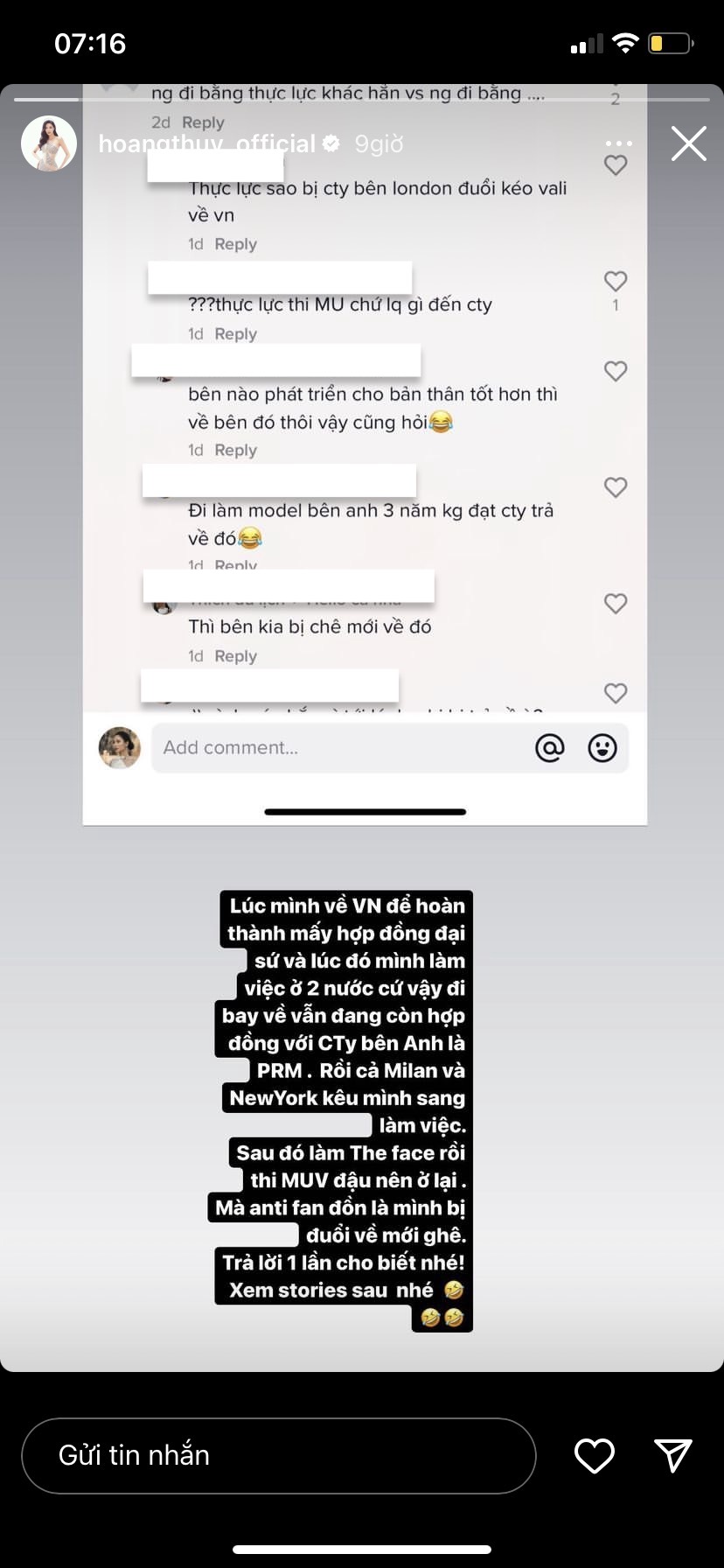 Hoàng Thùy show loạt hợp đồng quốc tế, đáp trả tin đồn bị công ty bên London đuổi về - Ảnh 1