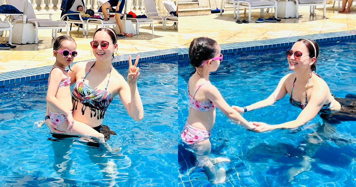Lan Phương đưa con gái bơi lội, vóc dáng tuổi U40 khiến netizen trầm trồ