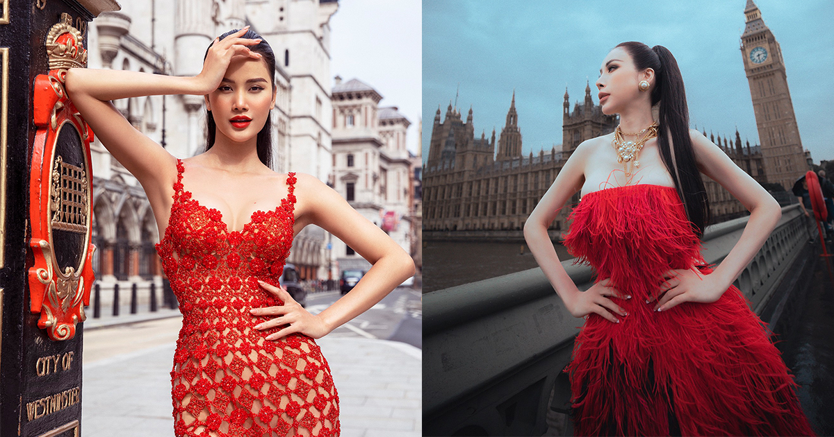 Người mẫu Hương Ly, Hoa hậu Hoàng Dung "rực lửa" tại London Fashion Week 2022