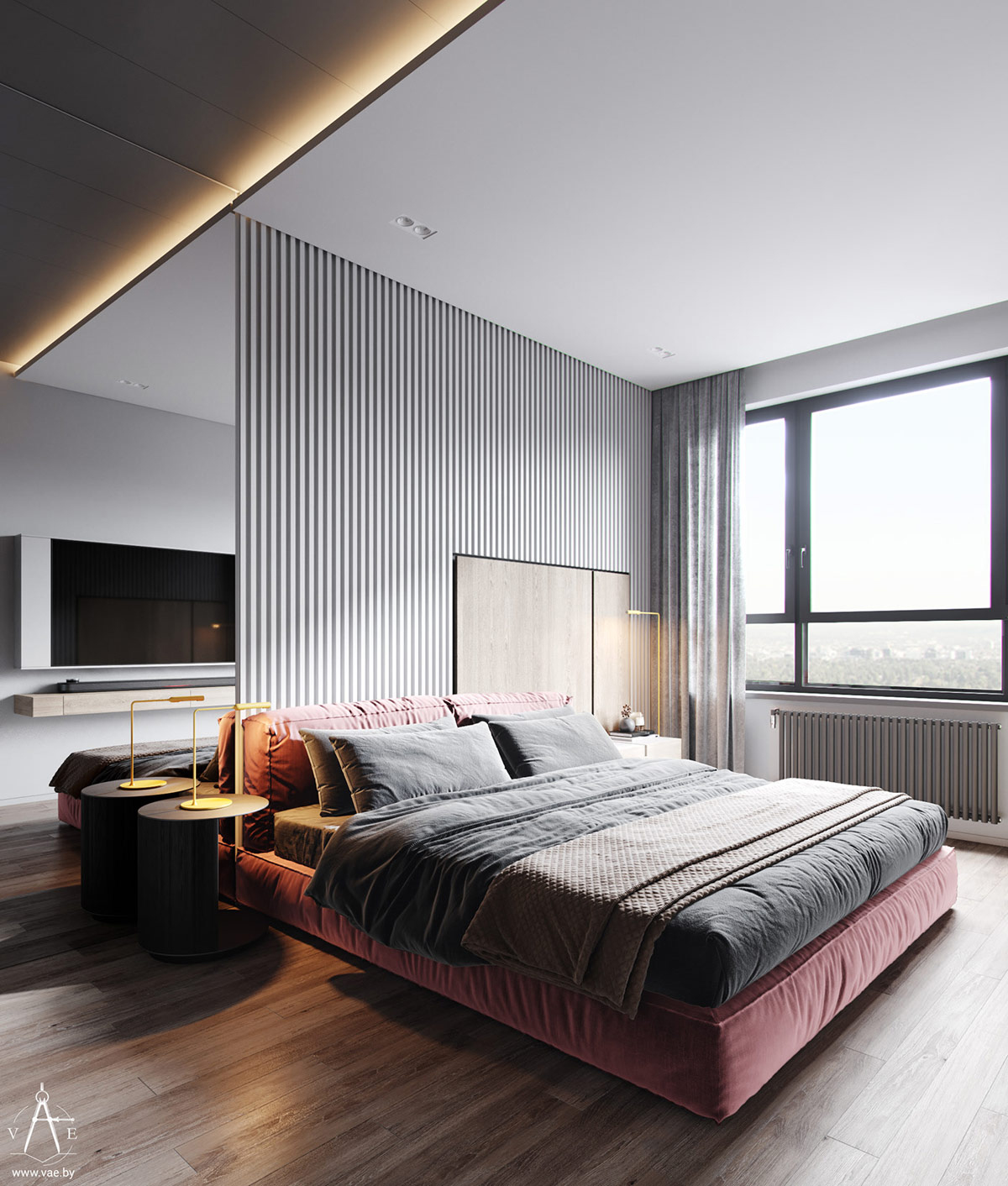 Không gian ngủ trở nên đẹp hơn khi có những điểm nhấn hài hòa về cả màu sắc nội thất và ánh sáng.