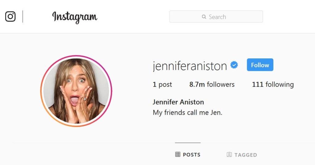 Trước đó, người nhận về 1 triệu lượt follow nhanh nhất thuộc về Jennifer Aniston
