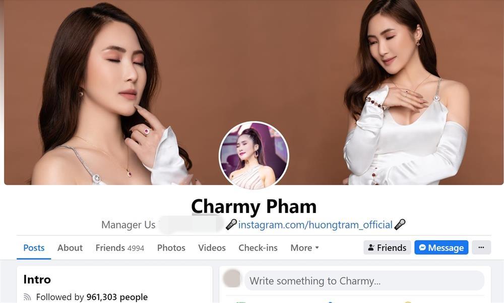 Trên trang cá nhân của nữ ca sĩ, tên Hương Tràm bất ngờ được đổi thành Charmy Pham.
