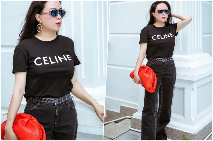 Ngoài ra, cô cũng sở hữu chiếc áo phông mang thương hiệu Celine