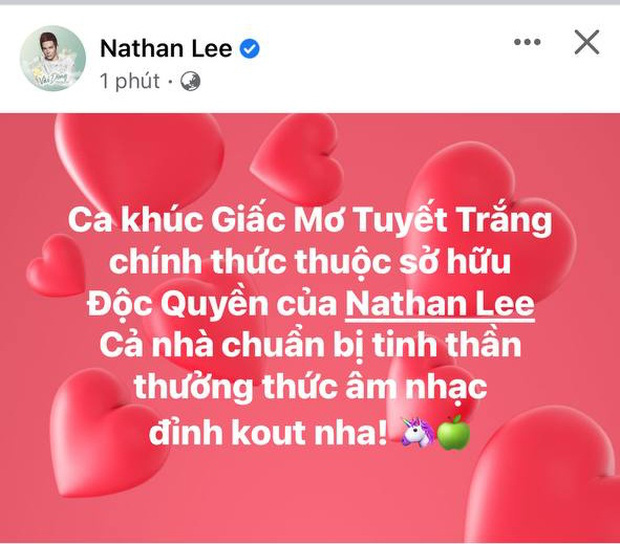 Bài đăng trước đó của Nathan Lee trên trang cá nhân