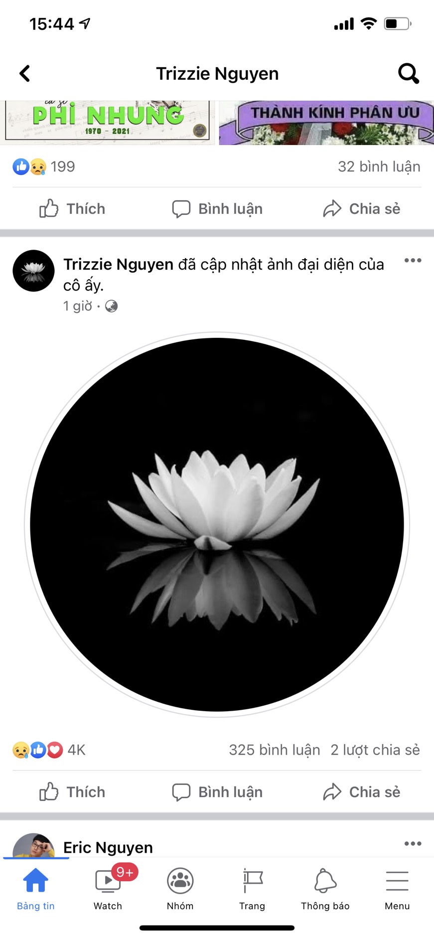 Trizzie Phương Trinh cũng có động thái y hệt, thể hiện sự tang thương