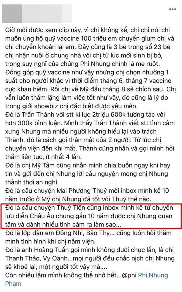Bài đăng của quản lý Phi Nhung được đăng tải ít giờ trên mạng xã hội