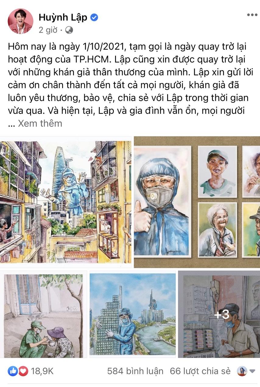 Bài viết mới đây của Huỳnh Lập, đánh dấu sự trở lại của anh sau thời gian ở ẩn vì lùm xùm