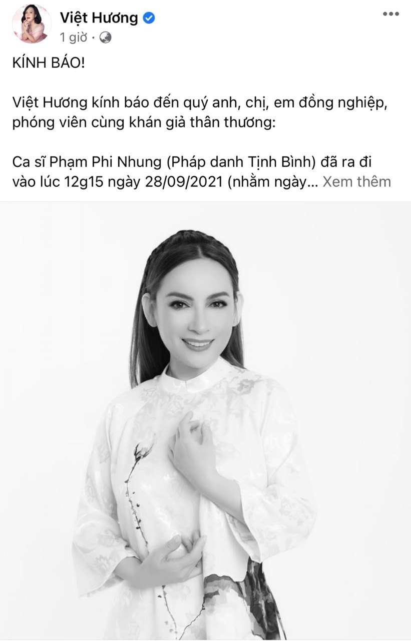 Nghệ sĩ Việt Hương đưa ra thông báo lo liệu cho hậu sự của Phi Nhung ngay sau khi cố ca sĩ qua đời