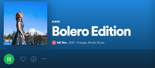 Album Bolero Edition của Mỹ Tâm đã xuất hiện trên các nền tảng như Spotify và iTunes