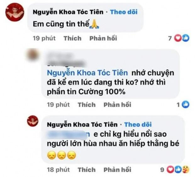 Trước đó, nữ ca sĩ đã khóa tài khoản Facebook vì để lại bình luận dưới bài viết ủng hộ Hồ Văn Cường khi nam ca sĩ vướng lùm xùm cát-xê với ê-kíp mẹ nuôi