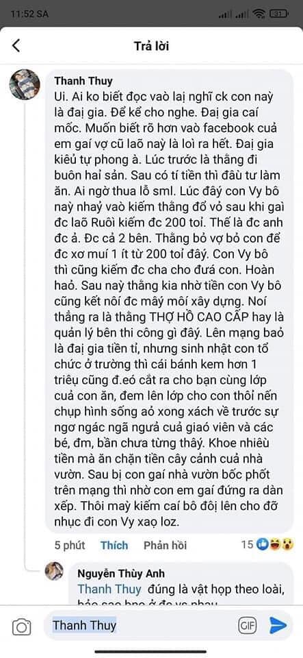 Đăng tải kèm bài viết, ca sĩ Vy Oanh cũng chia sẻ bình luận của cư dân mạng nhắm đến gia đình của nữ ca sĩ