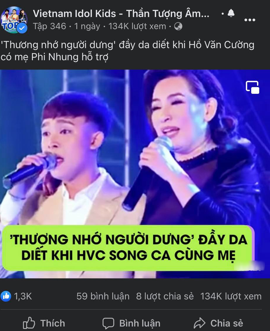 Ở một diễn biến khác, trên fanpage chính thức của chương trình lại liên tục đăng tải những video của 2 mẹ con ca sĩ Phi Nhung, nhận về không ít bình luận tranh cãi