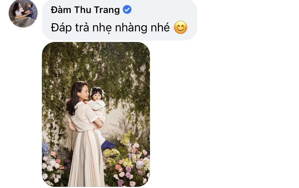 Màn 'đáp trả nhẹ nhàng' của Đàm Thu Trang với ông xã