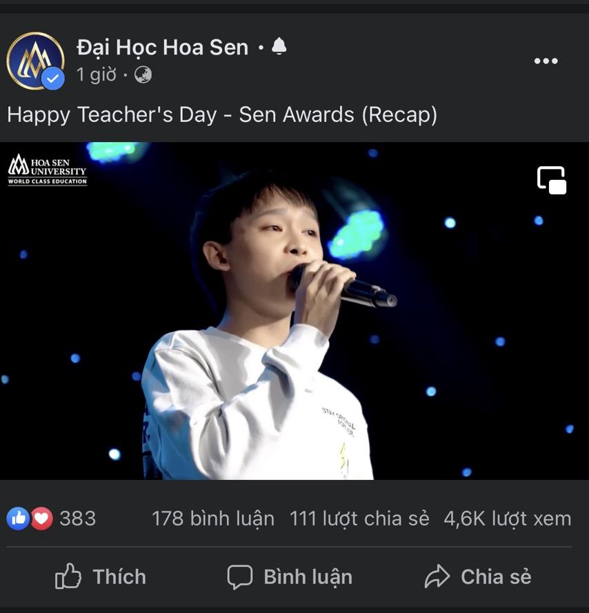 Khoảnh khắc vài giây với sự xuất hiện của Hồ Văn Cường được ghi trong clip tổng hợp của Đại học Hoa Sen nhân sự kiện Chào mừng ngày Nhà giáo Việt Nam