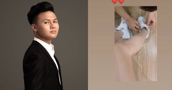 "Bạn gái tin đồn" của Quang Hải khoe hình ảnh được bạn trai cúi xuống buộc dây giày 