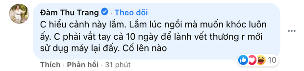 Đàm Thu Trang để lại bình luận động viên đàn em