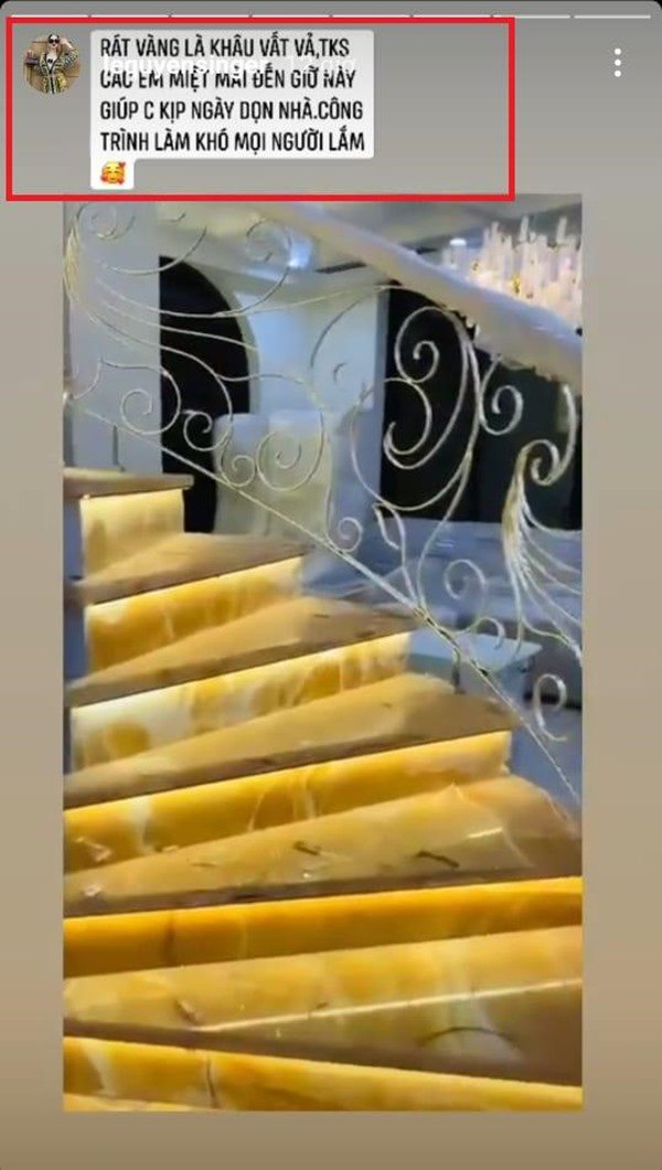 Cận cảnh chiếc cầu thang dát vàng 'sáng choang' trong căn biệt thự triệu đô của Lệ Quyên