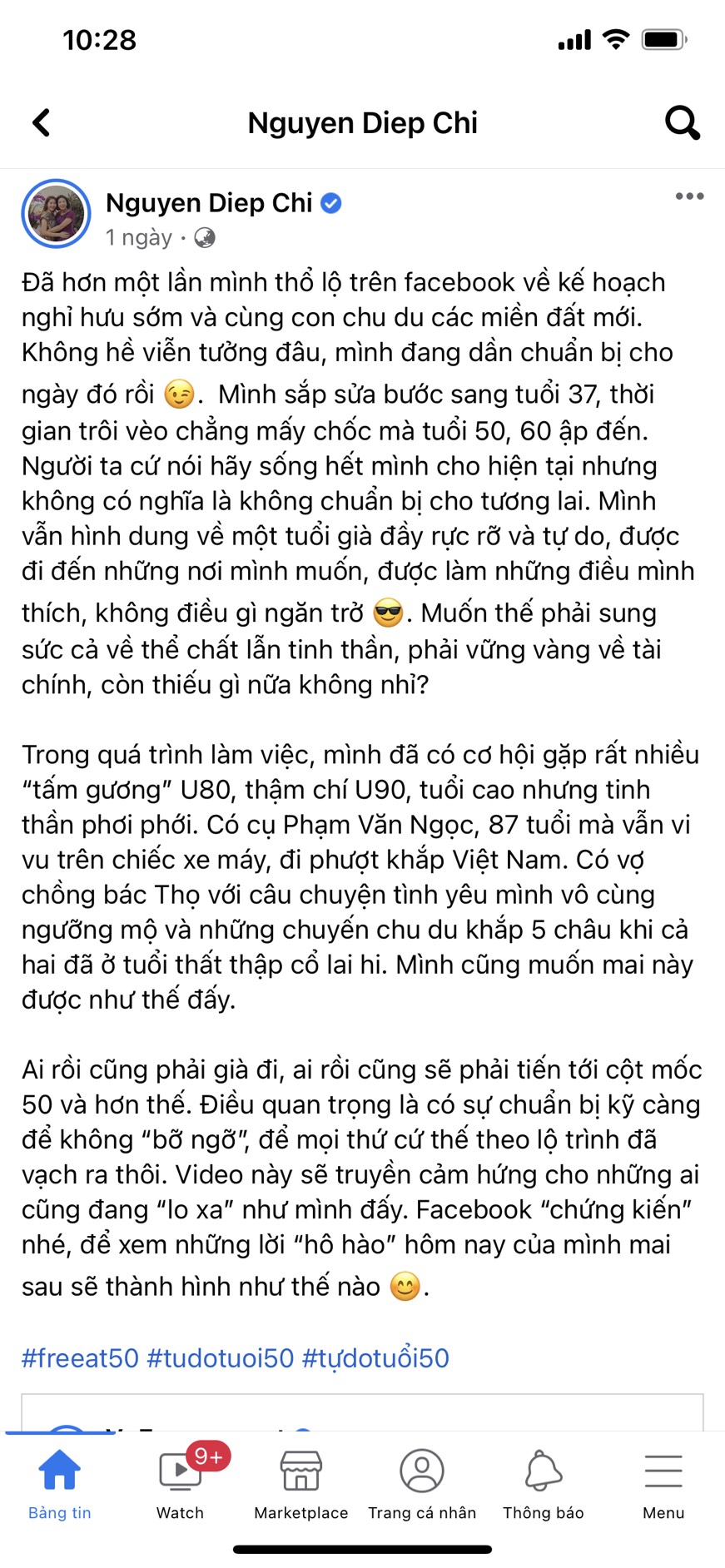 Bài viết mới nhất được cô đăng tải trên trang cá nhân khiến nhiều người chú ý