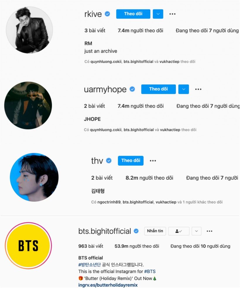 Ngày 6/12 vừa qua, cả 7 thành viên của BTS đều lượt sử dụng tài khoản Instagram