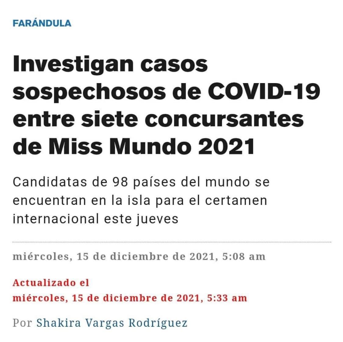 Truyền thông nước chủ nhà đồng loạt đăng tải thông tin về việc 7 thí sinh tại Miss World nhiễm Covid-19