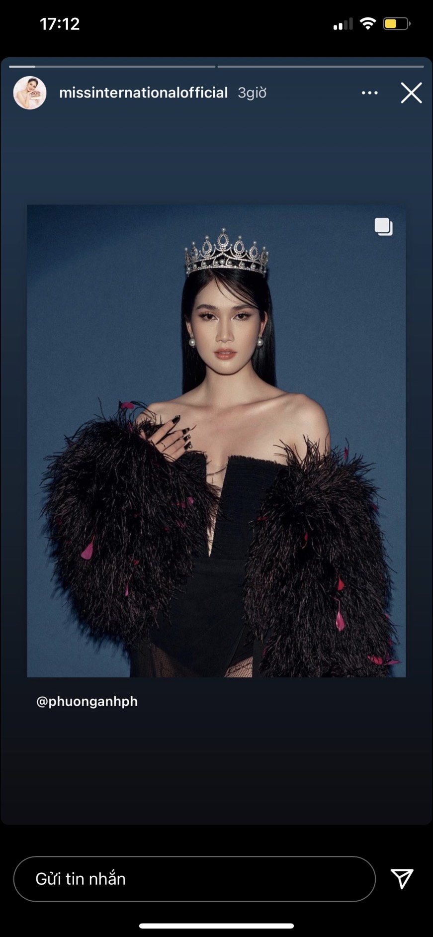 Mới đây, Miss International đã chia sẻ lại hình ảnh mới nhất của Á hậu Phương Anh khiến cho người hâm mộ trong nước vô cùng tự hào